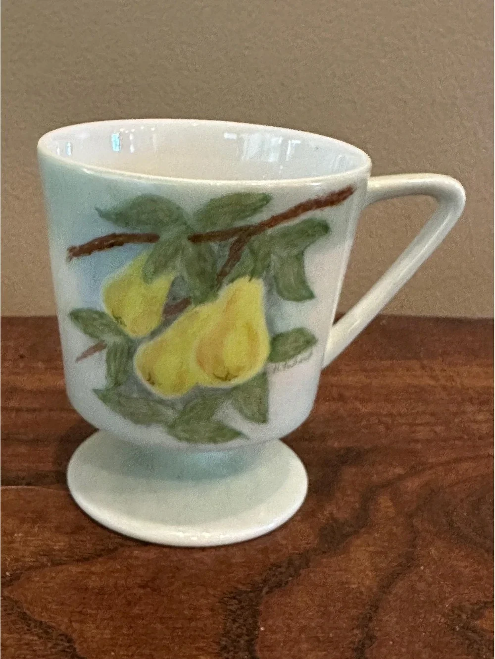 Vintage Footed Mugs Hand Painted Fruit Ceramic Coffee Cups by G. Tubach Set of 5